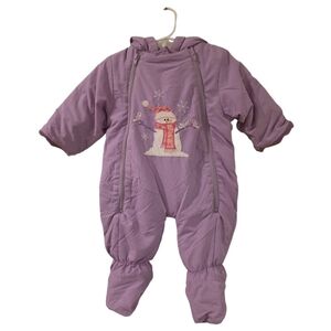 Okie Dokie Purple Baby Snowsuit with Snowman Design, 6-9 Months